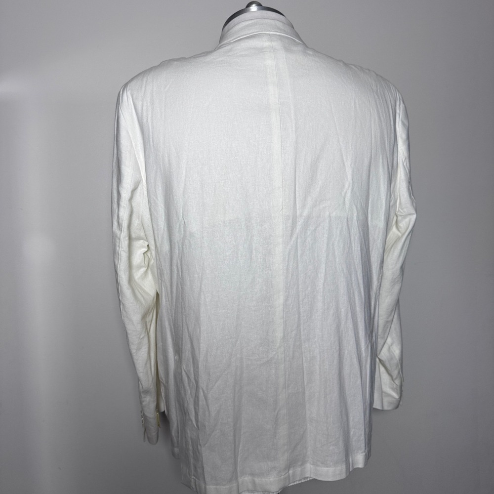 Alan Flusser Sport Coat Mens XXL White Solid Linen Blend 2-Button Blazer ALEX1 - Picture 4 of 6